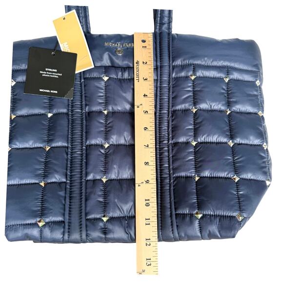 NEW Michael Kors Blue TOTE BAG HANDBAG Stirling Recycled Studded Purse 17x12 NWT - Picture 11 of 13